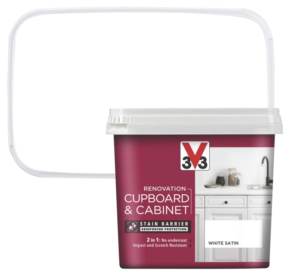 V33 Satin White Trim Cabinet Paint 750ml 2 V33 Satin White Trim Cabinet Paint 750ml - Image 2
