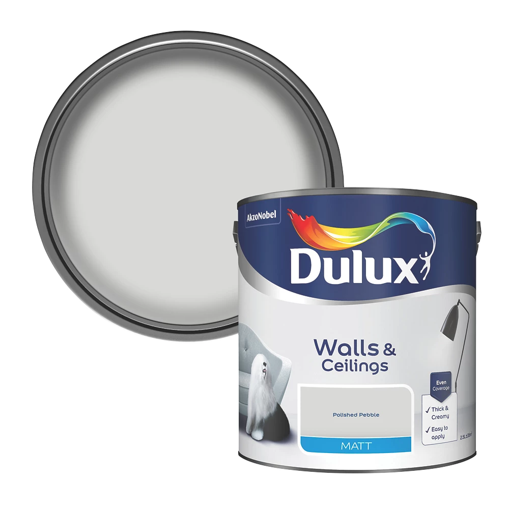 Dulux Matt Polished Pebble Emulsion Paint 2.5Ltr 2 Dulux Matt Polished Pebble Emulsion Paint 2.5Ltr - Image 2