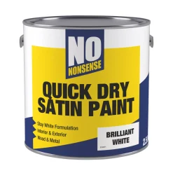 No Nonsense Satin Brilliant White Acrylic Water-Based Paint 2.5Ltr