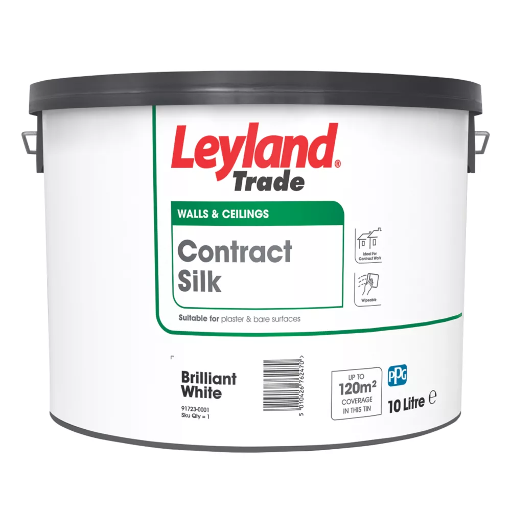 Leyland Trade Contract Silk Brilliant White Emulsion Paint 10Ltr 1 Leyland Trade Contract Silk Brilliant White Emulsion Paint 10Ltr