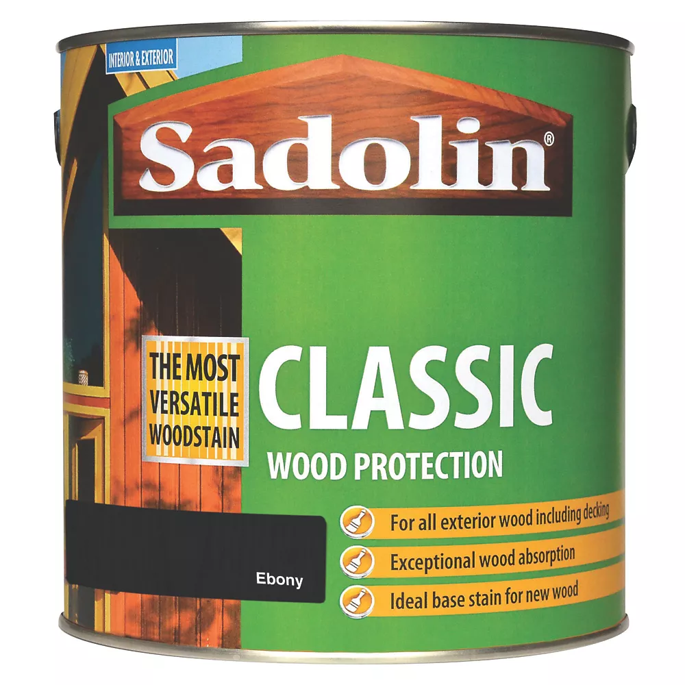 Sadolin Classic Woodstain Matt Ebony 2.5Ltr 1 Sadolin Classic Woodstain Matt Ebony 2.5Ltr