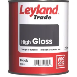 Leyland Trade High Gloss Black Trim Paint 750ml